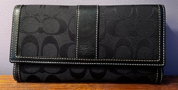 Coach Black Jacquard Trifold Wallet Clutch