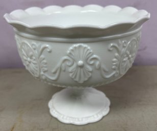 Indiana Glass Milk Glass Scallop Edge Pedestal Dish