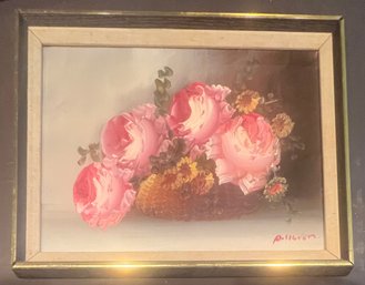 D Silven Signed  Oil Painting On Canvas Still Life Flowers Floral Ar