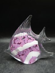 Pink/white Glass Angelfish Figurine
