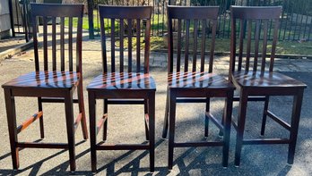 Solid Wood High Back Chairs - 4 Pieces