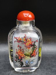 Asian Painted Glass Snuff Bottle With Stopper