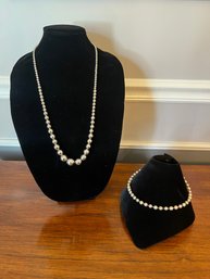 Beaded Necklace & Faux Pearl Necklace - 2 Pieces