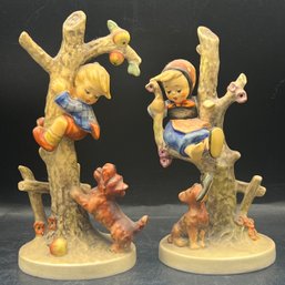 Goebel Hummel Figurines 56/A Culprits & 56/B Out Of Danger Child Tree Dog, 2 Piece Lot