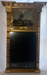 Gilt Tabernacle Pier Mirror With Oil On Canvas Panel