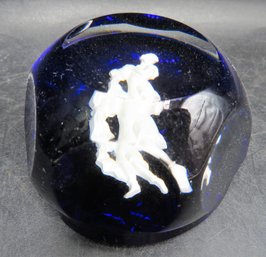 Baccarat Cobalt Crystal Aquarius Paperweight Faceted - Made In France/vintage