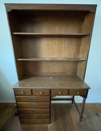 Wood Desk, Hutch And Chair