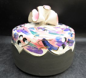 L. Boman Signed Hand Painted Pottery Jar With Lid