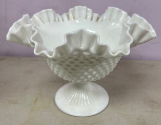 Fenton Milk Glass Hobnail Ruffled Vase