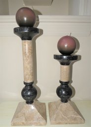 Stone Candlestick Holders  - Set Of 2