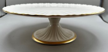 Lenox Fluted Gold Trimmed Pedestal Cake Platter