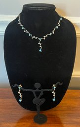 Blue Gem Matching Necklace & Earrings