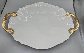 Lenox Valencia Ivory 24k Gold Handle Platter