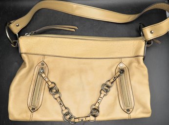 Kenneth Cole Reaction Tan Handbag With Carry Strap & Front Zippers