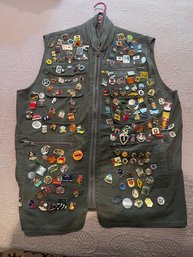 Vintage Banana Republic Vest With Over 100 Travel Pins