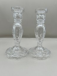 Cut Crystal Etched Candlesticks