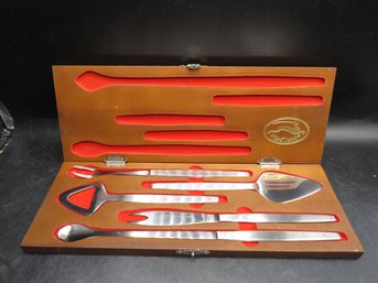 KRAFT WARE Stainless 5 Piece Bar Tool Set In Fitted Wooden Case