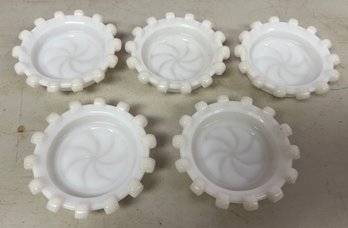 Hazel Atlas Co. Milk Glass Coaster Set - 5 Pieces