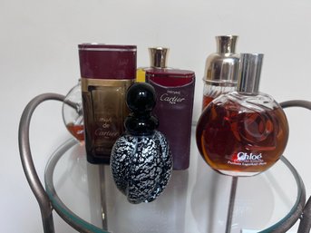 Perfume Lot And Glass Perfume Bottle- 7 Pieces