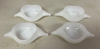 Glasbake Milk Glass Crab Shell Bowls - 4 Pieces