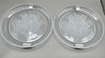 Sasaki Japan Lily Of The Valley Crystal Plates, 2 Piece Lot