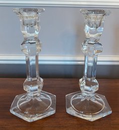 Glass Candlestick Holders - 2 Pieces