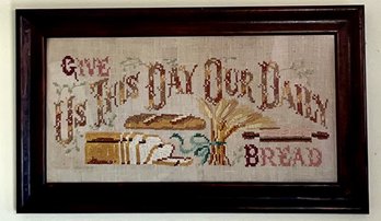 Vintage Cross Stich Give Us This Day Daily Bread Framed