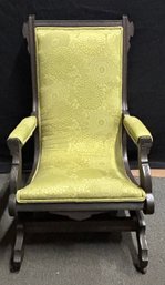 Carved Wood Upholstered Rocking Chair