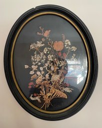 Vintage Pressed Flower Wall Art Oval Frame