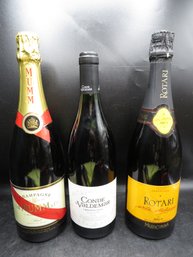 G.H. Mumm & Co. Brut Champagne/conde De Valdemar Crianza Tempranillo 2002/rotari Brut Mezza Corona - Lot Of 3
