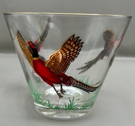 Vintage Hazel Atlas Glass Pheasant Ice Bucket