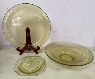 Federal Marigold Amber Glass Tableware - 3 Pieces