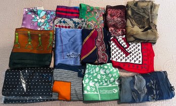 Lot Of Silk & Satin Scarves-14 Pieces