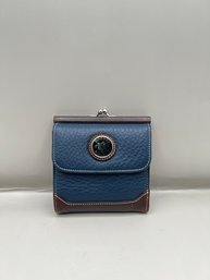 Dooney & Burke Blue Leather Wallet With Coin Pouch