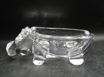 Vintage Footed Glass Hippo-shaped Dish Ashtray