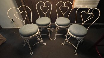 Vintage Wrought Iron Ice Cream Parlor Chairs, Set Of 4