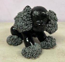 Vintage Ceramic Spaghetti Black Poodle Dog Figurine