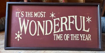 Pottery Barn 'Its The Most Wonderful Time Of The Year' Christmas Wooden Plaque