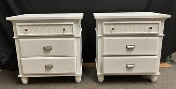 Pair White 3 Drawer Side Tables