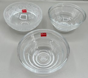 Baccarat Arabesque Crystal Bowl And Baccarat Vicente Wolf Latitude Small Bowls, 3 Piece Lot