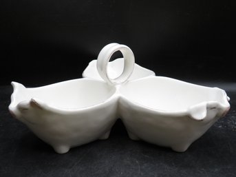 Pier 1 Imports Pig-shaped Ceramic 3-sectioned Condiment Server