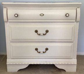 Solid Wood White 3 Drawer Night Stand