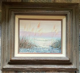 Artist Signed Marshland /Seascape Painting Original Modernist Frame