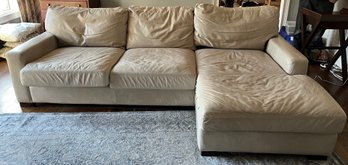 Pottery Barn Leather Chaise Sofa