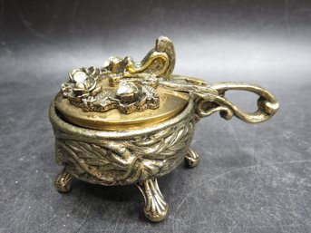 Art Nouveau Gold Gilt Tone Handled, Footed Trinket Box