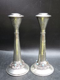 Argentium Silver, 935 Candlesticks - Set Of 2 - Made In Israel