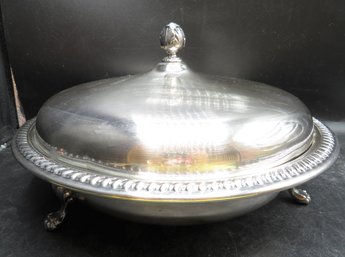 The Sheffield Silver Co. Footed Covered Stainless Steel Serving Bowl