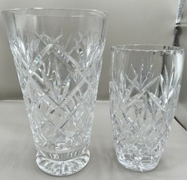 Waterford Crystal Flower Vase And Hand Cut Crystal Vase, 2 Piece Lot