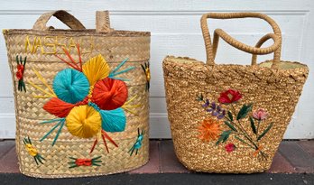 Woven Straw Tote Bags - 2 Pieces