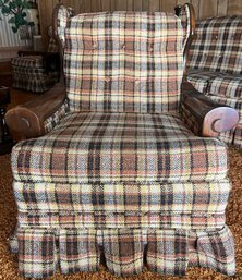 Clayton Marcus Upholstered Plaid Swivel Arm Chair